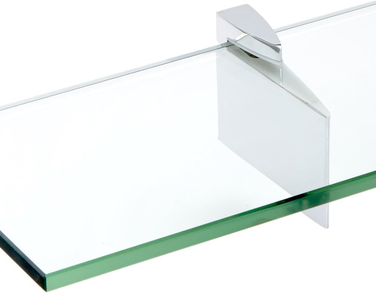 Spancraft Glass R-8x18-Chrome Raven Glass Shelf, 8" x 18", Chrome