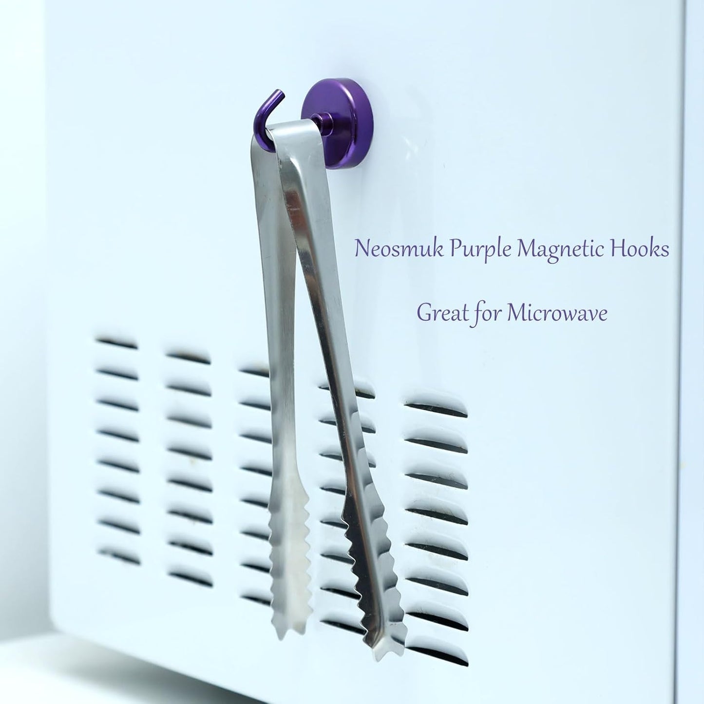 Neosmuk Magnetic Hooks Heavy Duty,Strong Magnet with Hook for Fridge, Super Neodymium Extra Strength Industrial Hooks for Hanging, Magnetic Hanger for Toolbox, Cruise, Grill(Purple,10 Pack)