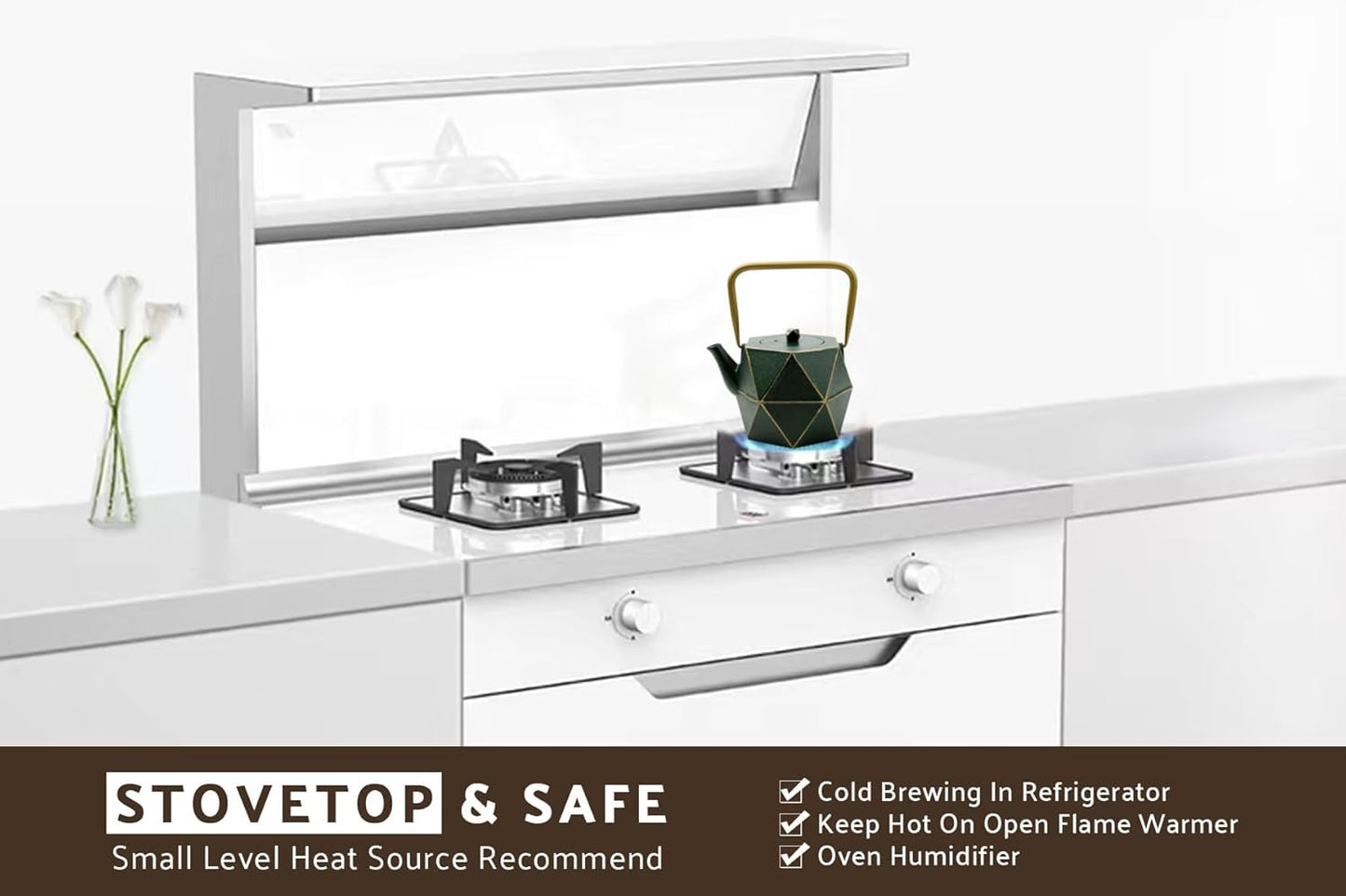 Toptier Mini Tea Kettle, Super Small Palm-sized Teapot, Stovetop Safe Japanese Cast Iron Tea Kettle, Diamond Design Tea Pot with Removable Infuser for Loose Tea, 11 Ounce (325 ml), Dark Green