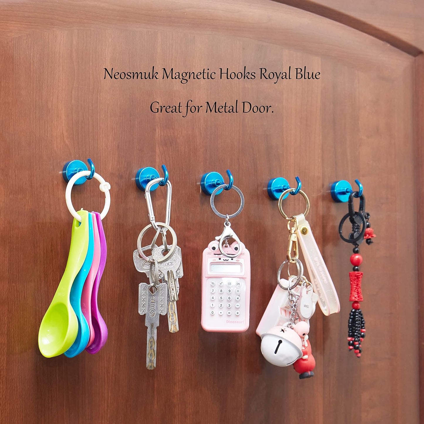 Neosmuk Magnetic Hooks, Heavy Duty Earth Magnets with Hook for Refrigerator, Extra Strong Cruise Hook for Hanging, Magnetic Hanger for Cabins, Grill (Blue, Pack of 10)