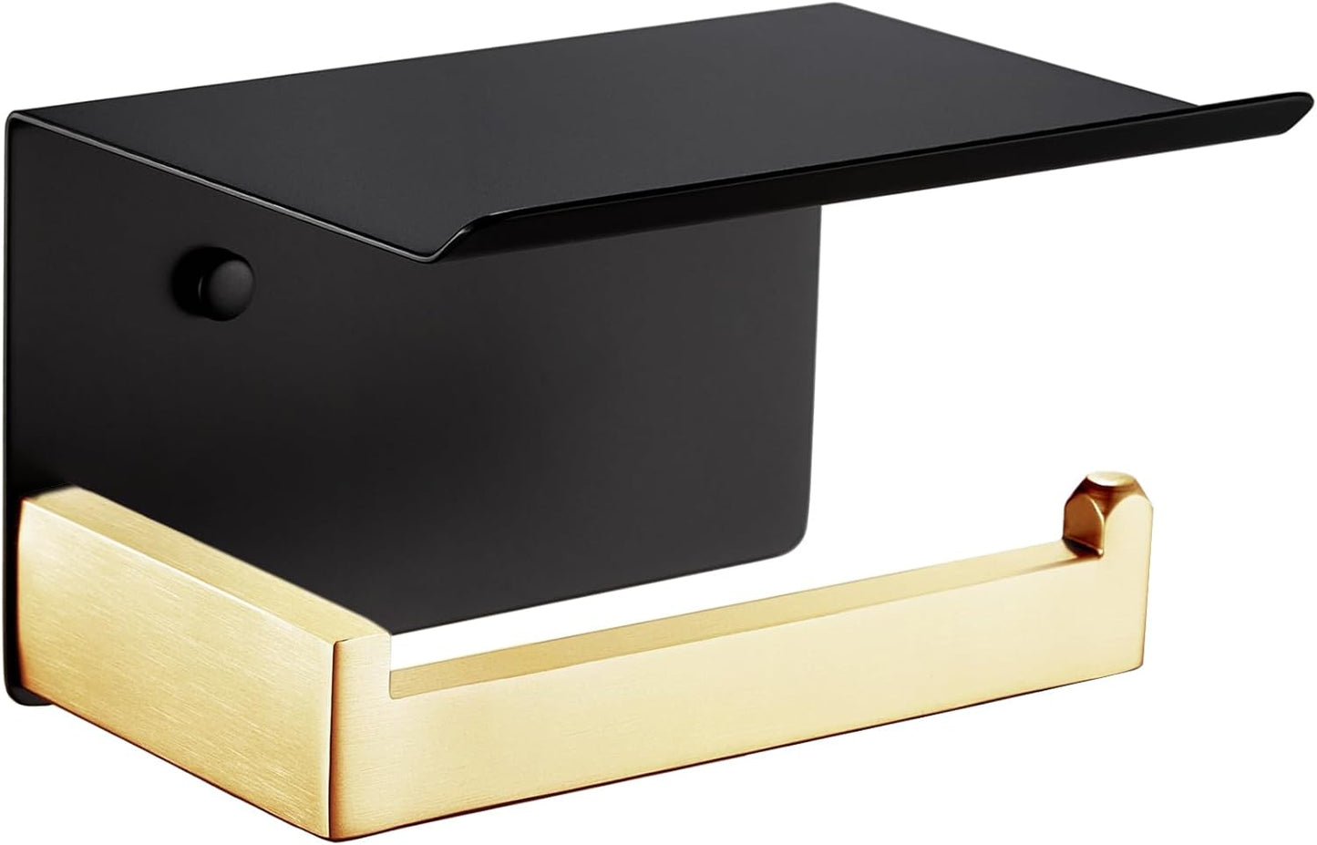 KOKOSIRI Toilet Paper Holders with Shelf Bathroom Toilet Paper Roll Holder Wall Mounted T-304 Stainless Steel, Matte Black and Gold B2010GDK