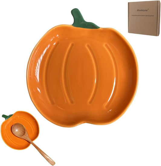 Ceramic Spoon Rest for Stove Top, Halloween Pumpkin Cute Spoon Rest for Kitchen Counter, Cooking Spoon Holder for Kitchen Counter, Utensil Rest Spatula Rest Ladle Holder Tong Rest (Orange)