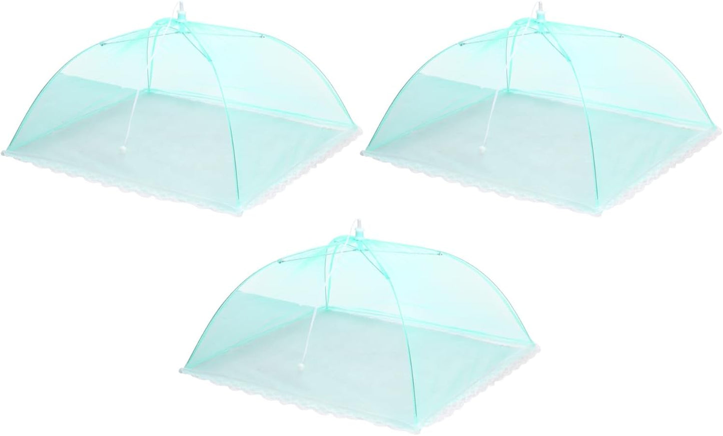 uxcell 3 Pcs Large and Tall Food Covers 17" Mesh Food Covers for Outdoors Collapsible Food Protector Covers Tent for Parties Outdoor Picnics BBQs, Light Green