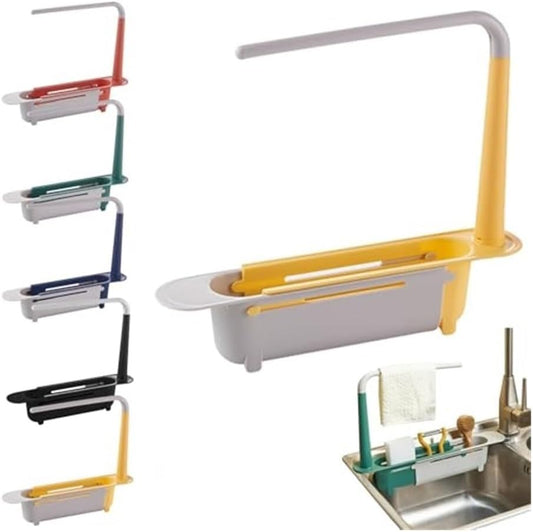 Onwddarefy Sink Storage Rack Telescopic, 2025 New Updated Telescopic Sink Storage Rack, Under Kitchen Sink Accessories Adjustable Length, Multipurpose Kitchen Sinks Organizer(Yellow)