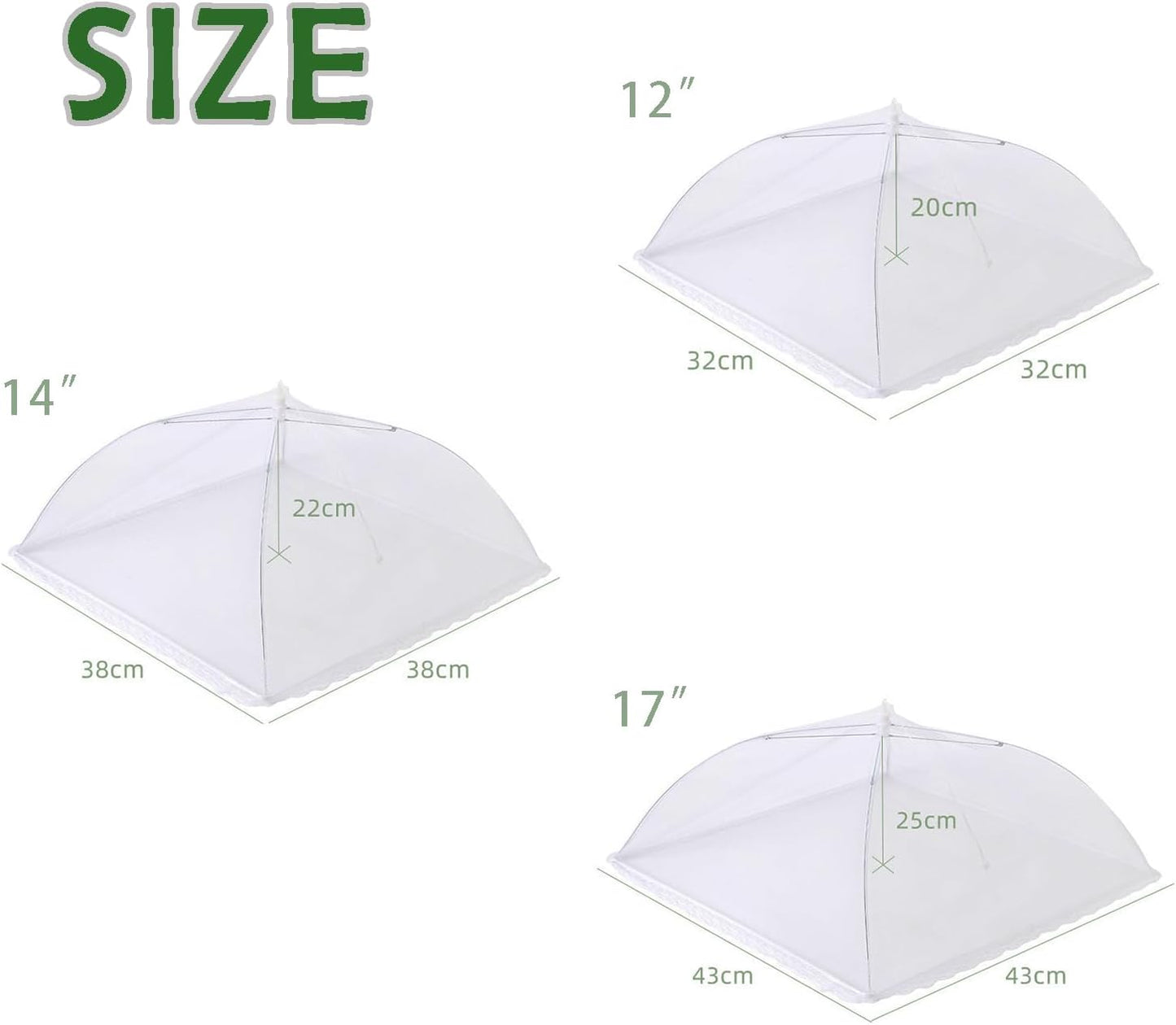 6 Pack Food Covers, Pop-Up Mesh Food Covers, Large and Tall Food Covers, Food Covers for Outside, Dish Covers for Outdoor Picnic Party BBQ (12" 14" 17")