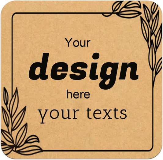 Custom Stickers Personalized Square Kraft Paper Sticker Customizable Floral Wreath Labels, Stickers for Mason Jars, Wedding Favors, Gift Tags, Party Packaging (Style 6)
