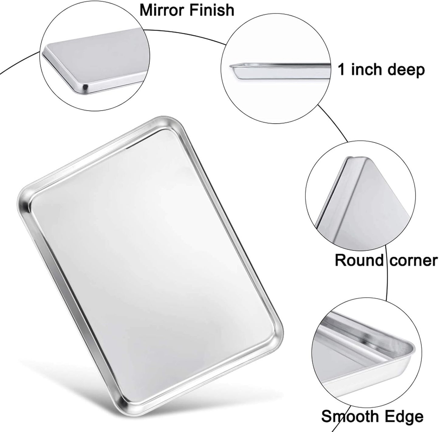 TeamFar Baking Sheet with Cooling Rack, Stainless Steel Half Size Cookie Sheet Pan and Baking Rack Set, 20’’×14’’×1’’, Non Toxic & Rust Free, Thick & Heavy Duty, Mirror Finish & Dishwasher Safe