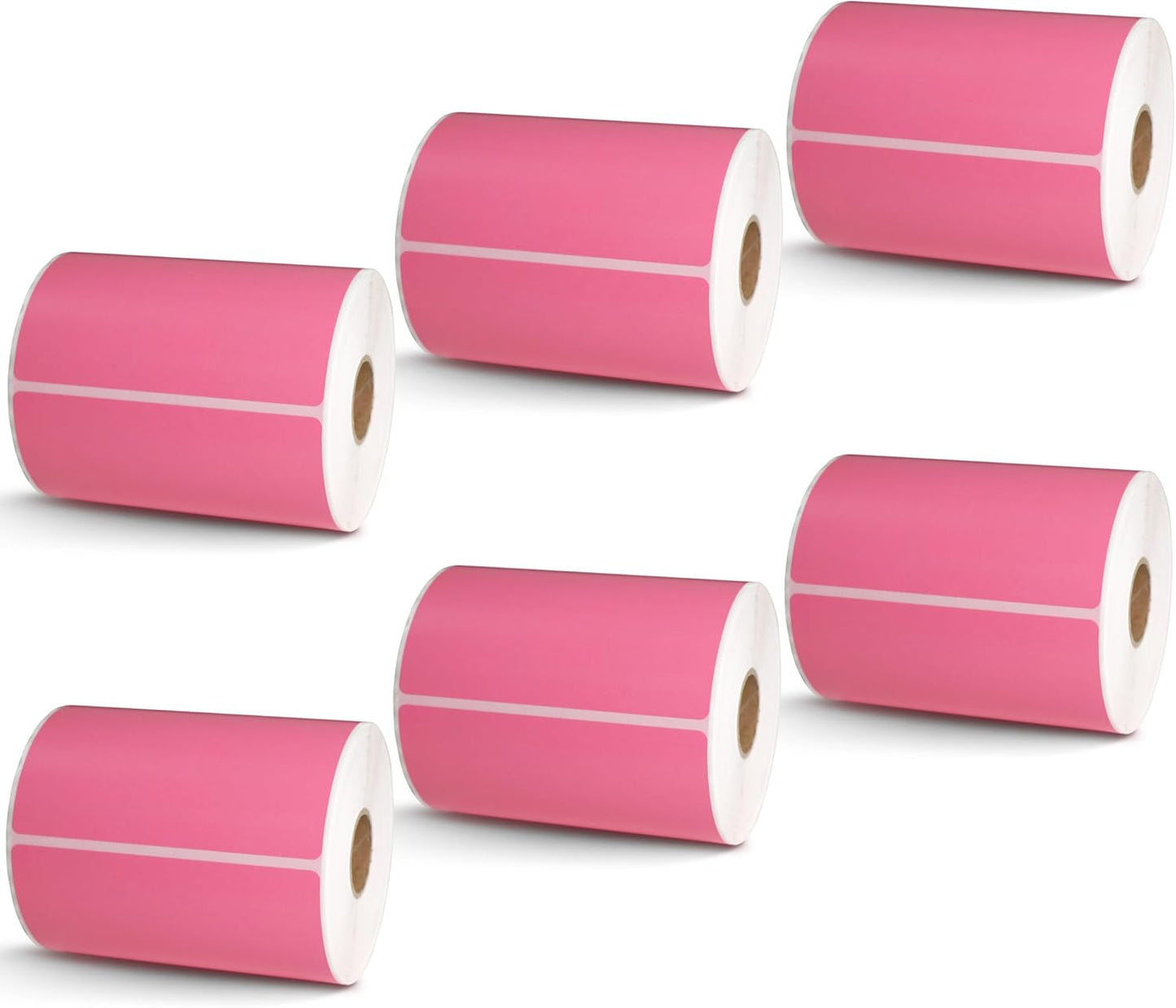 BETCKEY - 4" x 4" Shipping & Large Square Labels Compatible with Zebra & Rollo Label Printer,Premium Adhesive & Perforated[Pink, 6 Rolls, 2100 Labels]