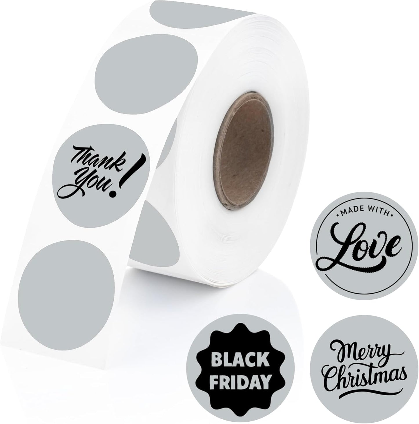 Perco Grey 1-Inch Perforated Circle Dot Thermal Sticker Labels — 735 Stickers/Roll, Direct Thermal Printer Compatible—with Permanent Adhesive for Color Coding, Garage Sales, Crafts—Made in USA