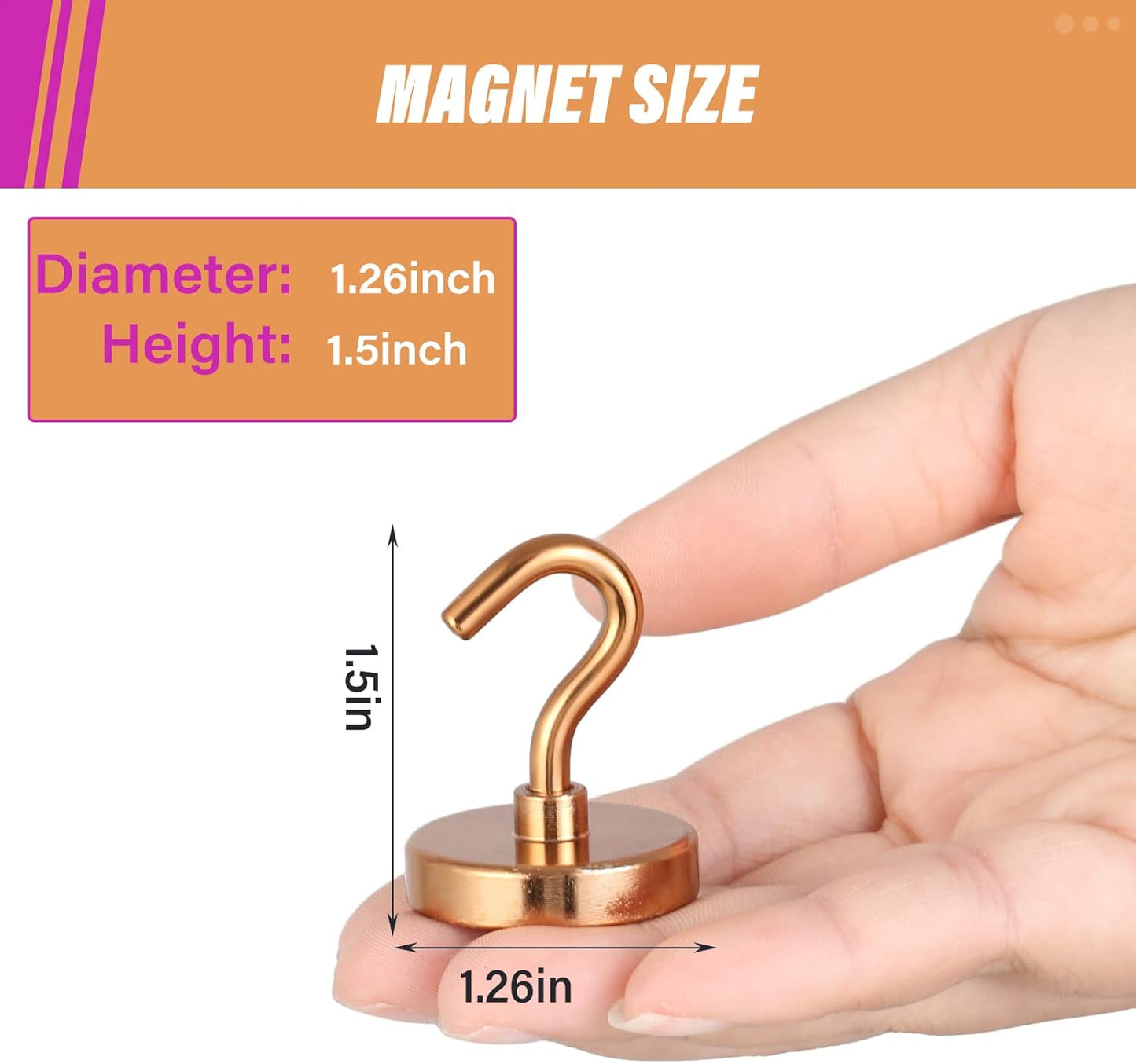 Neosmuk Magnetic Hooks Heavy Duty,Strong Magnet with Hook for Fridge, Super Neodymium Extra Strength Industrial Hooks for Hanging, Magnetic Hanger for Toolbox, Cruise, Grill(Bronze,10 Pack)