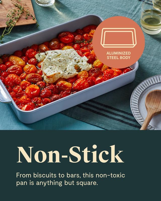 Caraway Non-Stick Ceramic 9”x13” Rectangle Pan - Naturally Slick Ceramic Coating - Non-Toxic, PTFE & PFOA Free - Perfect for Brownies, Lasagnas, and More - Perracotta