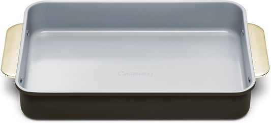 Caraway Non-Stick Ceramic 9”x13” Rectangle Pan - Naturally Slick Ceramic Coating - Non-Toxic, PTFE & PFOA Free - Perfect for Brownies, Lasagnas, and More - Black