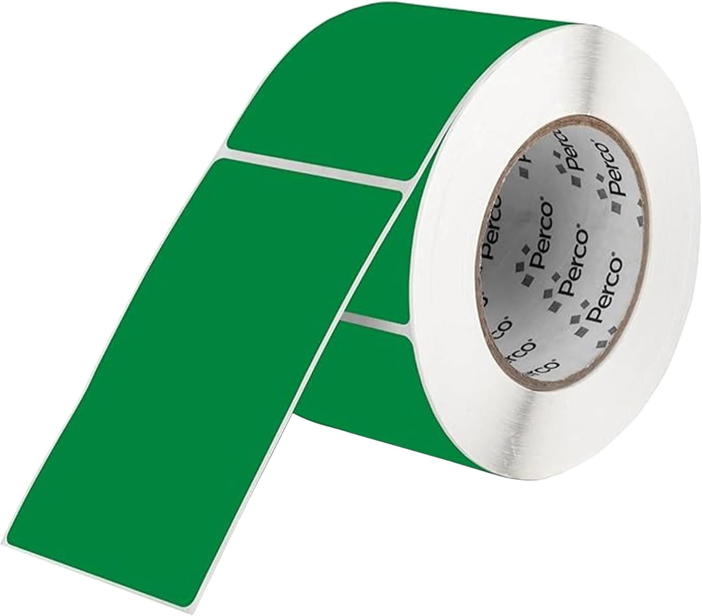 Perco Green Labels 3x5 Inch 500 Stickers/Roll with Easy Peel Perforation and Strong Adhesion for Inventory Management, Color Coding, Moving Boxes, Retail, Organizing & Crafts – Made in USA