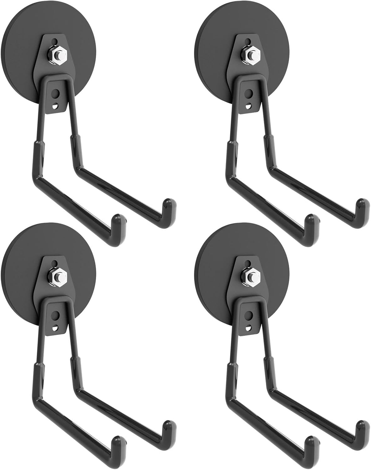 Strong Garage Magnetic Hooks - 4Pack, Large Heavy Duty Storage Utility Magnet Hooks with Anti-Slip Coating for Indoor & Outdoor Hanging for Metal Cabinet,Pegboard,Garage Shelve,Garden Tools