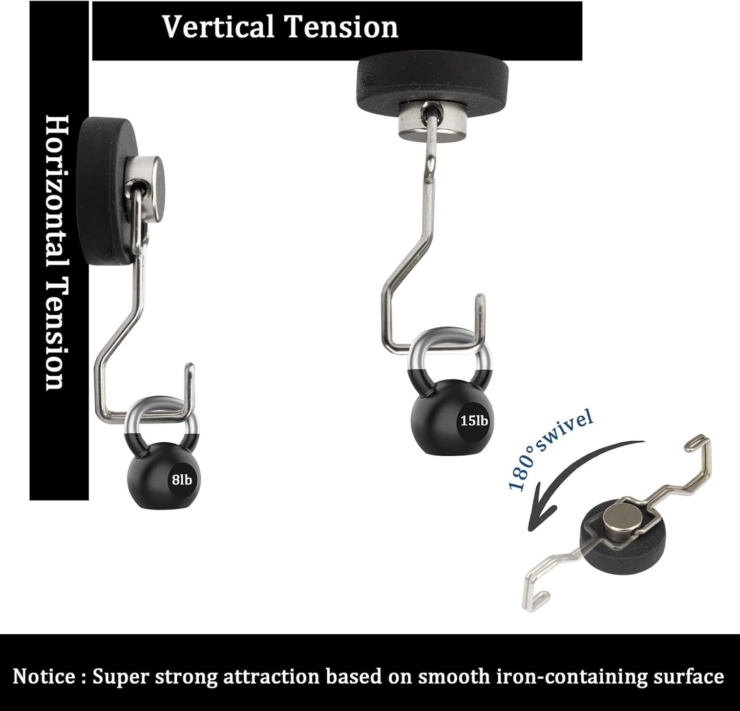 Rare Earth Strong Magnetic Hooks, Perfect for Cruise Ship Cabins and Kitchens, Waterproof Rubber Coated Magnetic Hooks(12, Sliver)