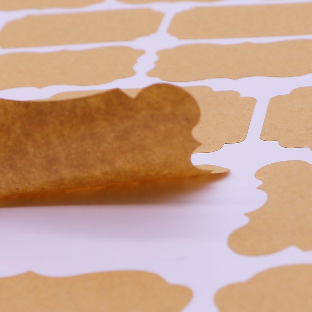 Nardo Visgo Natural Brown Kraft Bottle Labels,Assorted Size Self-Adhesive Removable Kraft Paper Sticker Labels for Essential Oil Bottles,Gift Tags,Mason Jars or Storage Bins,Free Black Marker,192pcs