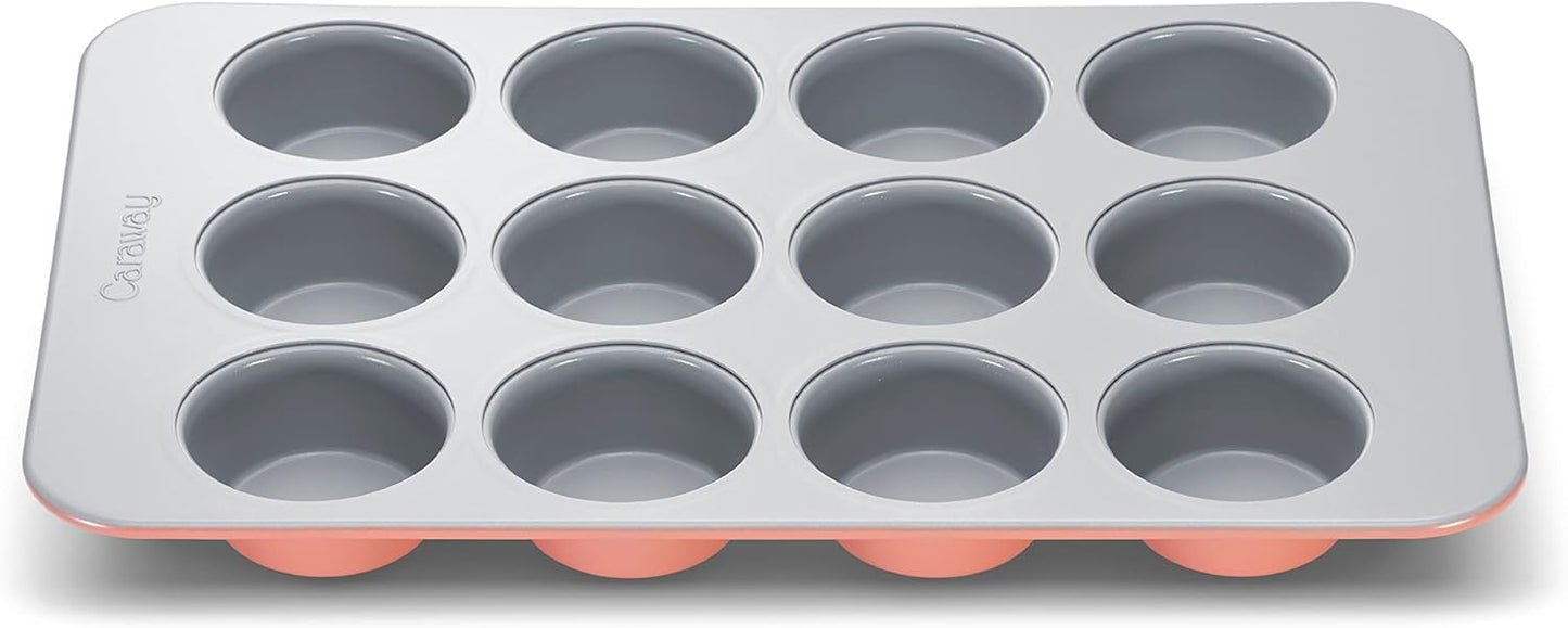 Caraway Non-Stick Ceramic 12-Cup Muffin Pan - Naturally Slick Ceramic Coating - Non-Toxic, PTFE & PFOA Free - Perfect for Cupcakes, Muffins, and More - Perracotta