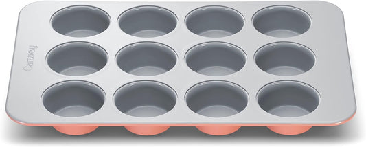 Caraway Non-Stick Ceramic 12-Cup Muffin Pan - Naturally Slick Ceramic Coating - Non-Toxic, PTFE & PFOA Free - Perfect for Cupcakes, Muffins, and More - Perracotta