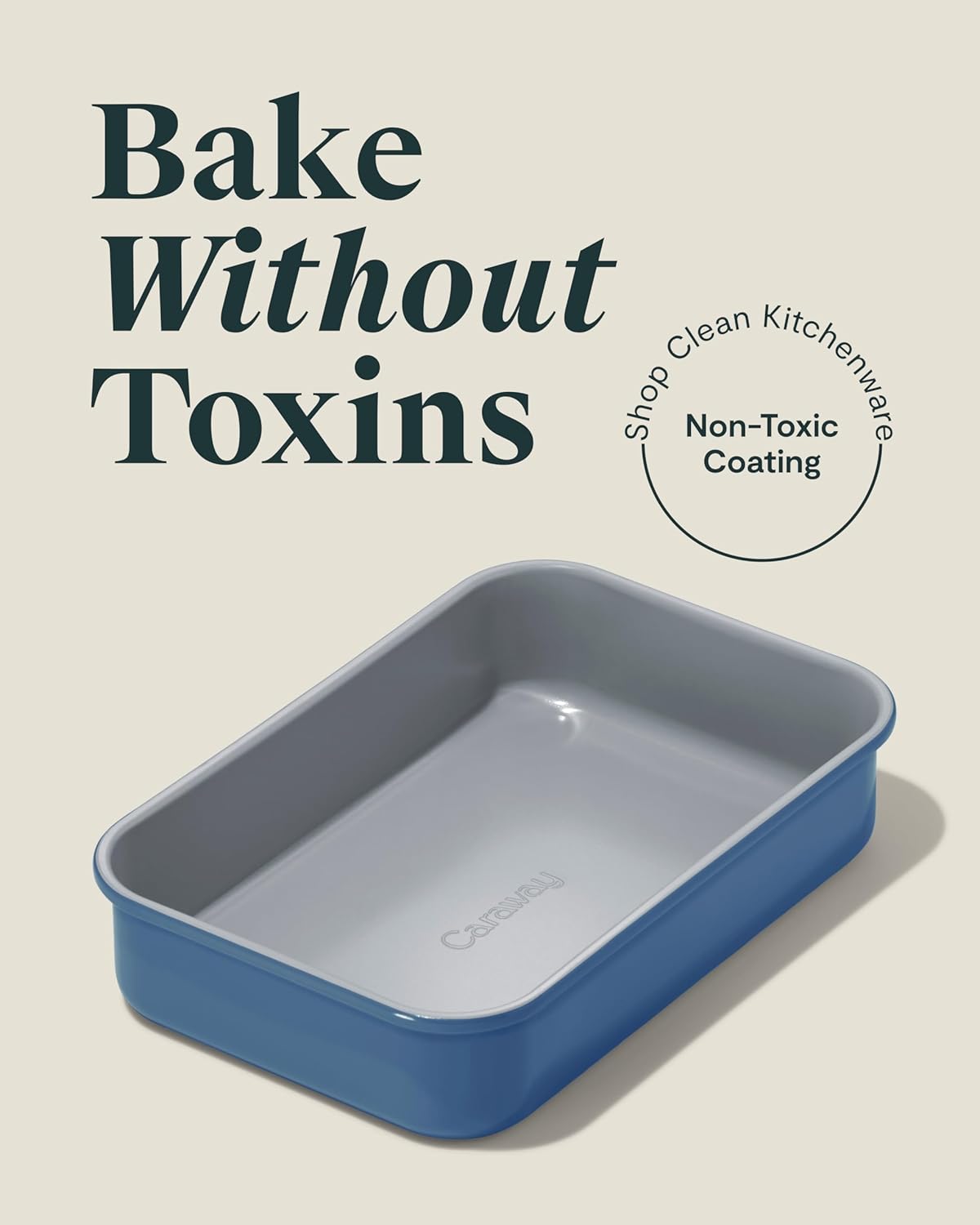 Caraway Nonstick 9” x 6.5” Small Rectangle Baking Pan – Non-Toxic, PTFE & PFOA Free – Aluminized Steel Core – Deep Ceramic Baking Pan for Casseroles, Lasagna & More - Slate