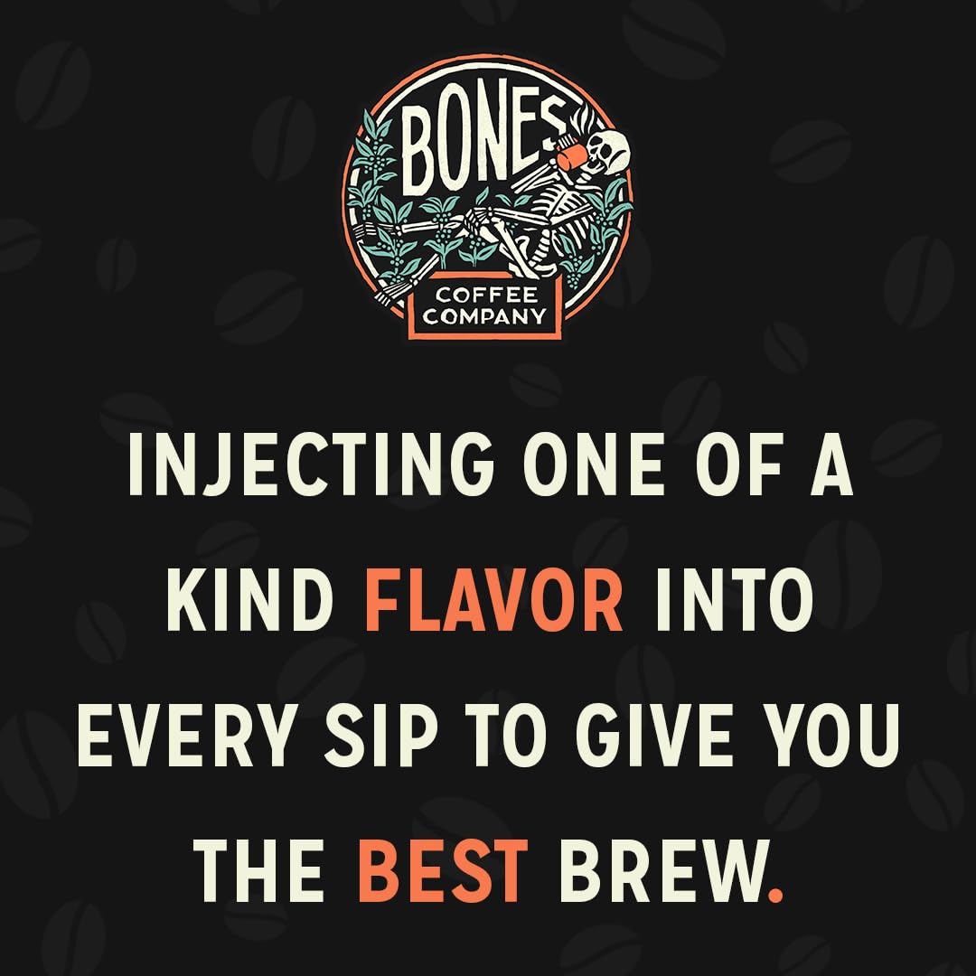 Bones Coffee Company What the Fluff?! Berry Cotton Candy Flavored Coffee, Medium Roast Low Acid Arabica Beans Compatible with Auto drip and French Press Coffee Maker, 12 Oz Whole Bean