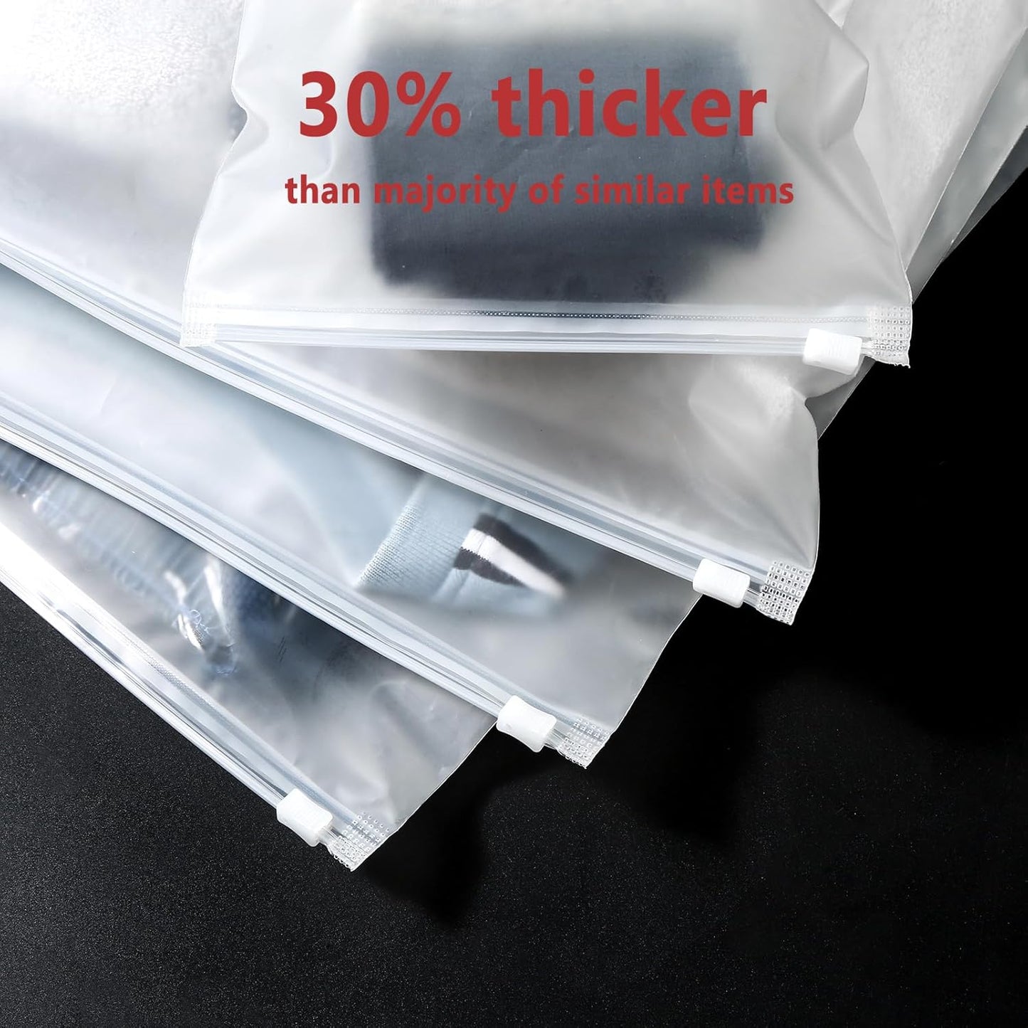 (20 pcs, 4 Sizes) Travel Luggage Organizer Bags, 4 Mil Slider Zip Plastic Clothing Packaging Bags, Travel/Home Storage and organizing pouches, Space Saver Bag (6''x9''-14‘’x18'')