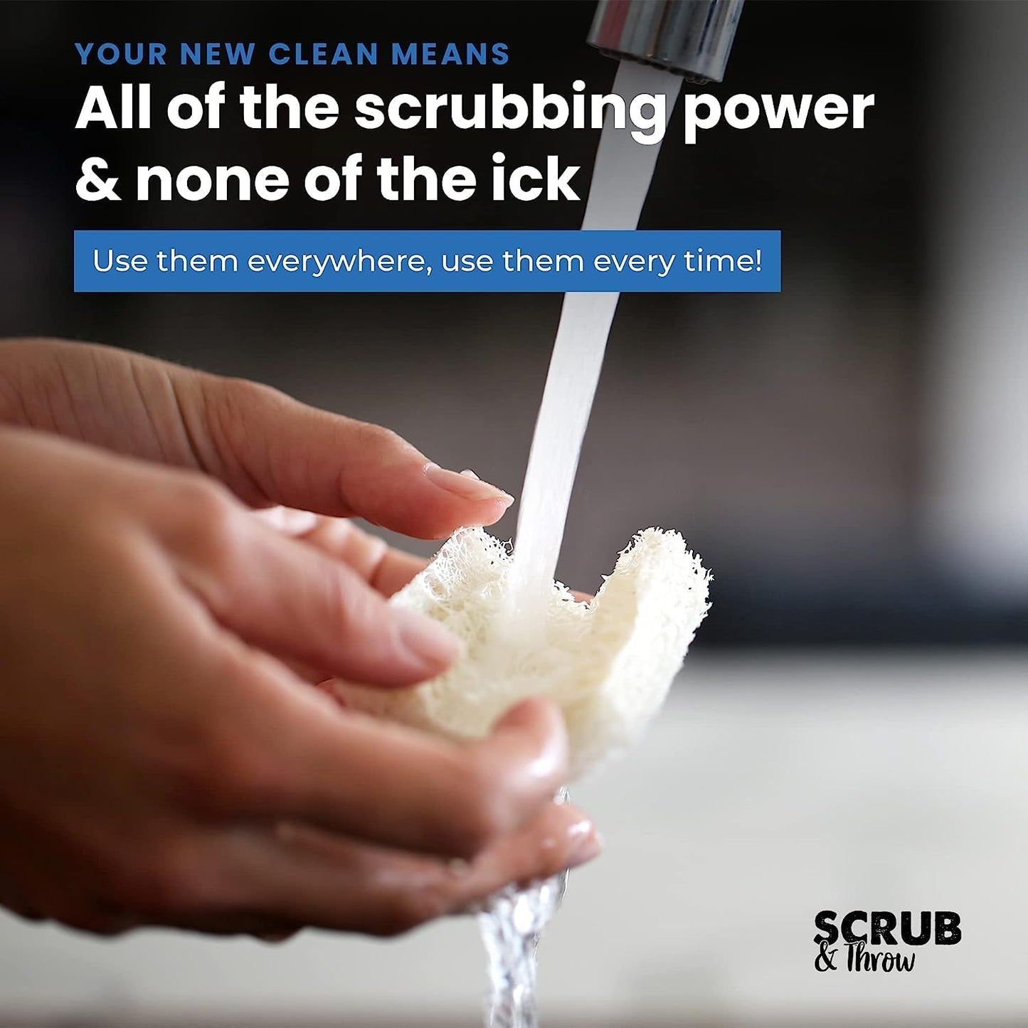 Scrub & Throw Natural Loofah Sponges, Multipurpose Dish Cleaning Tools (Pack of 180) for Kitchen, Bathroom, and Household Use - Non-Scratch