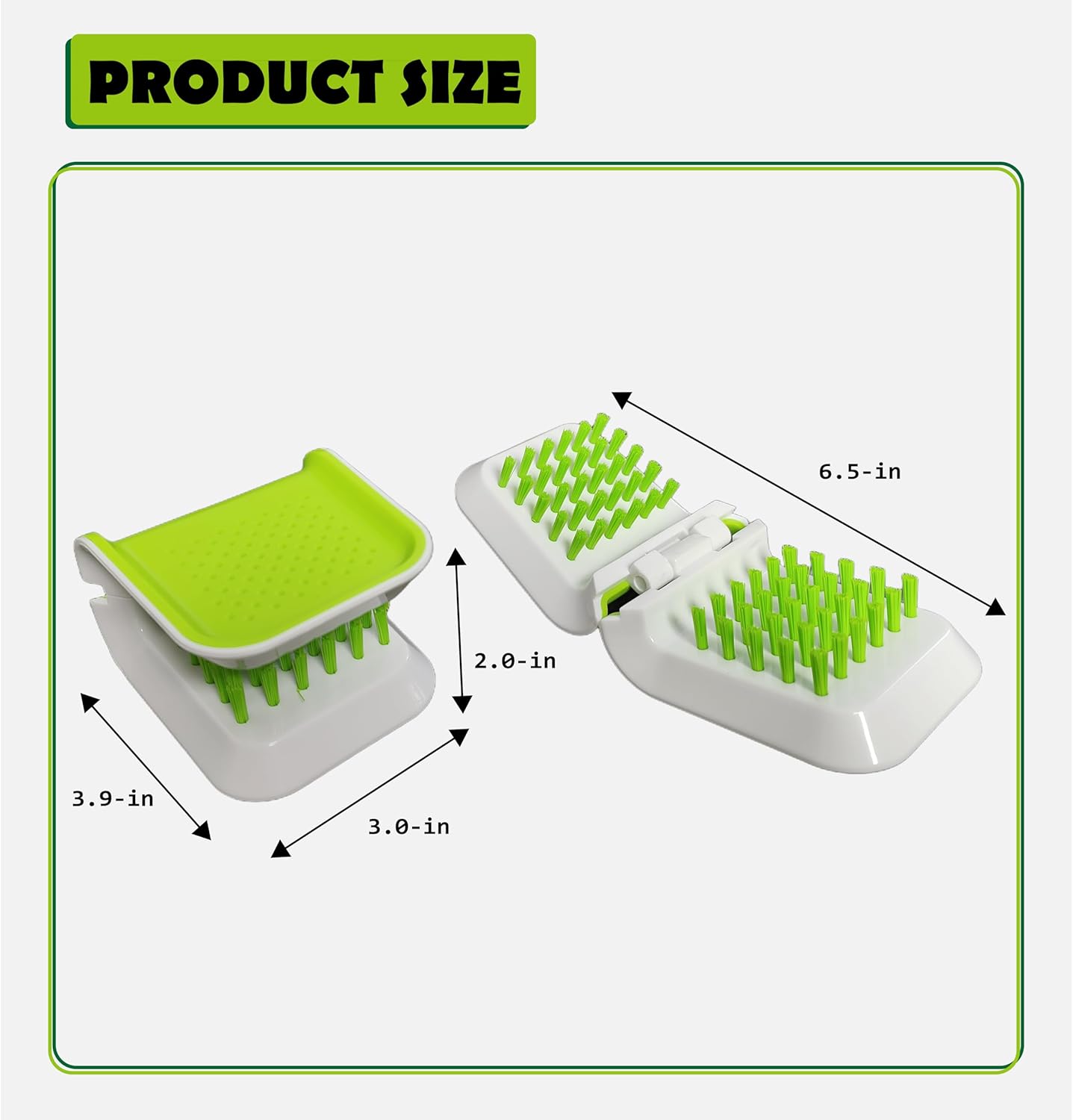 4pcs (2Brush and 2Wall Hook) Openable BladeBrush Knife and Cutlery Cleaner Brush, Silverware Scrubber, Bristle Scrub for Kitchen Washing, Non-Slip, U-Design,Green,Retractable (KCCB-O)