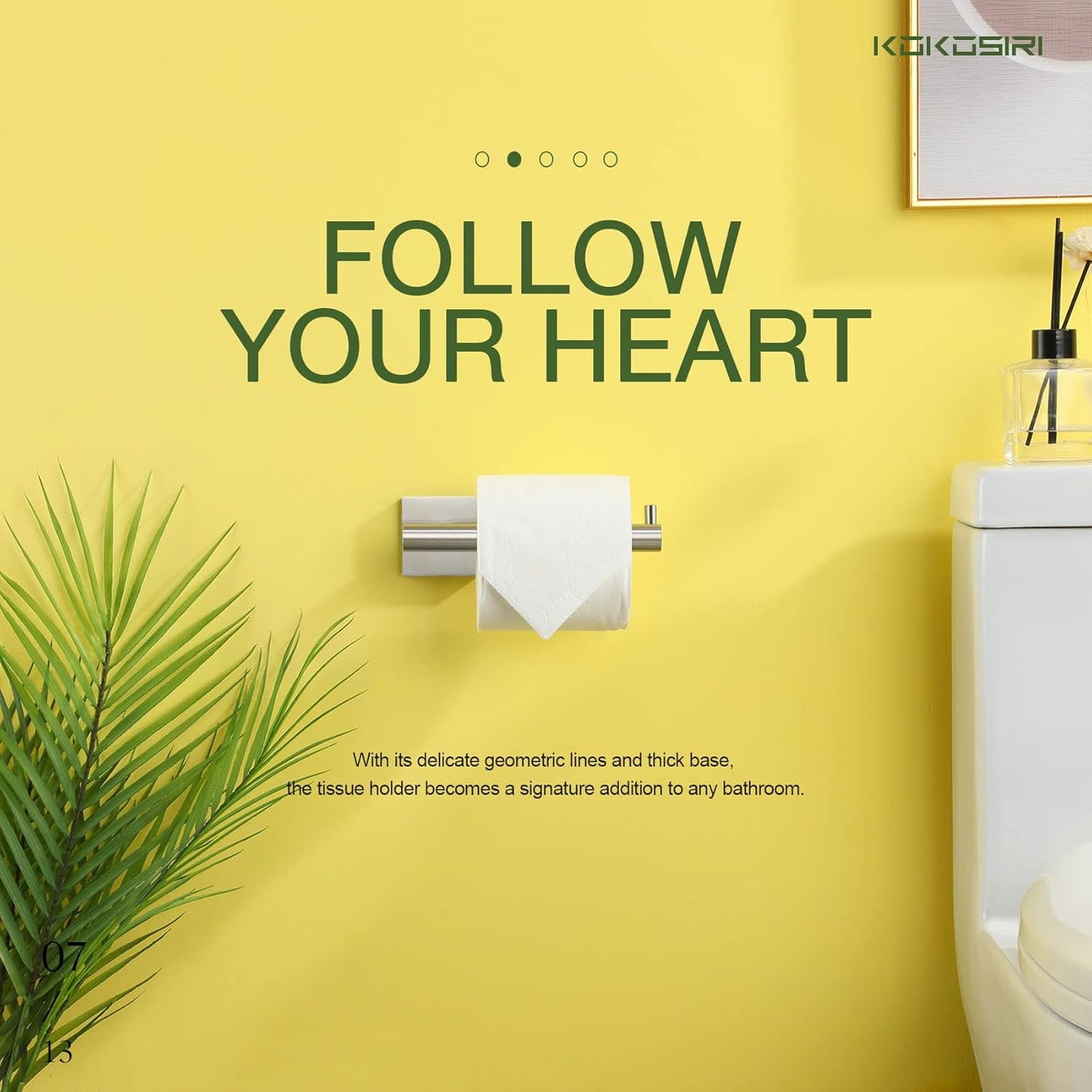 KOKOSIRI Toilet Paper Holder Tissue Paper Dispenser for Bathroom Toilet Roll Holder Brushed Nickel Stainless Steel, 2 Pack, B2005BR-2P