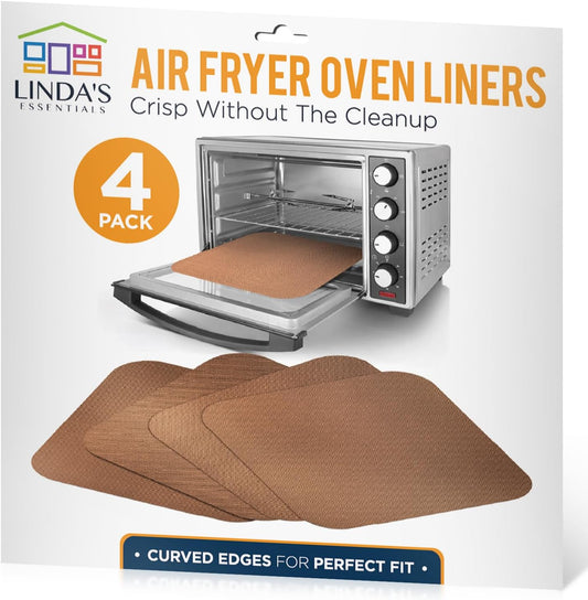 Toaster Oven Liners for Bottom of Oven (4 Pack) Reusable Non-Stick Heat Resistant Toaster Liners, Compatible with Ninja, Cuisinart, Emeril Lagasse & More, Toaster Mat, 12"x12" (Copper)