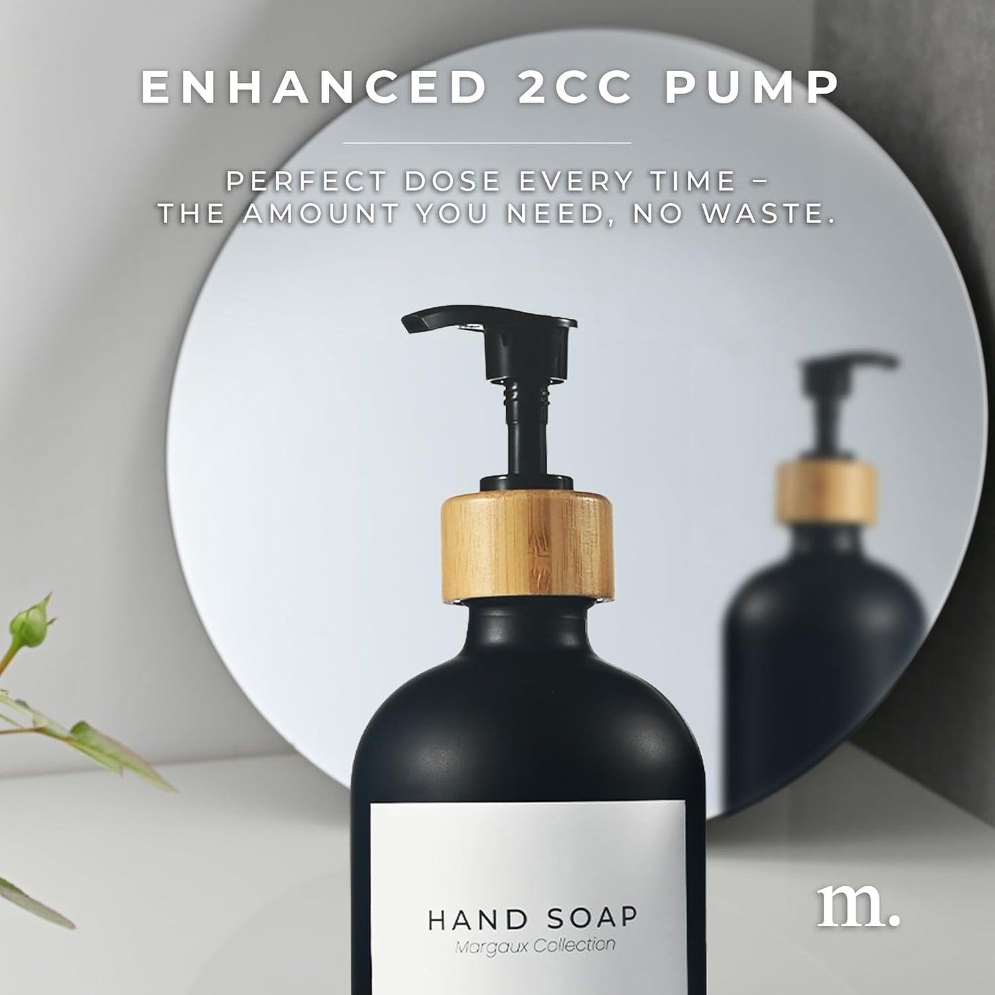 Maisonovo Glass Soap Dispenser Bathroom Set | Hand Soap and Dish Soap Dispenser Set | 16.9oz Amber Bottles with Black Bamboo Pump | Bathroom Lotion Dispenser Set of 2