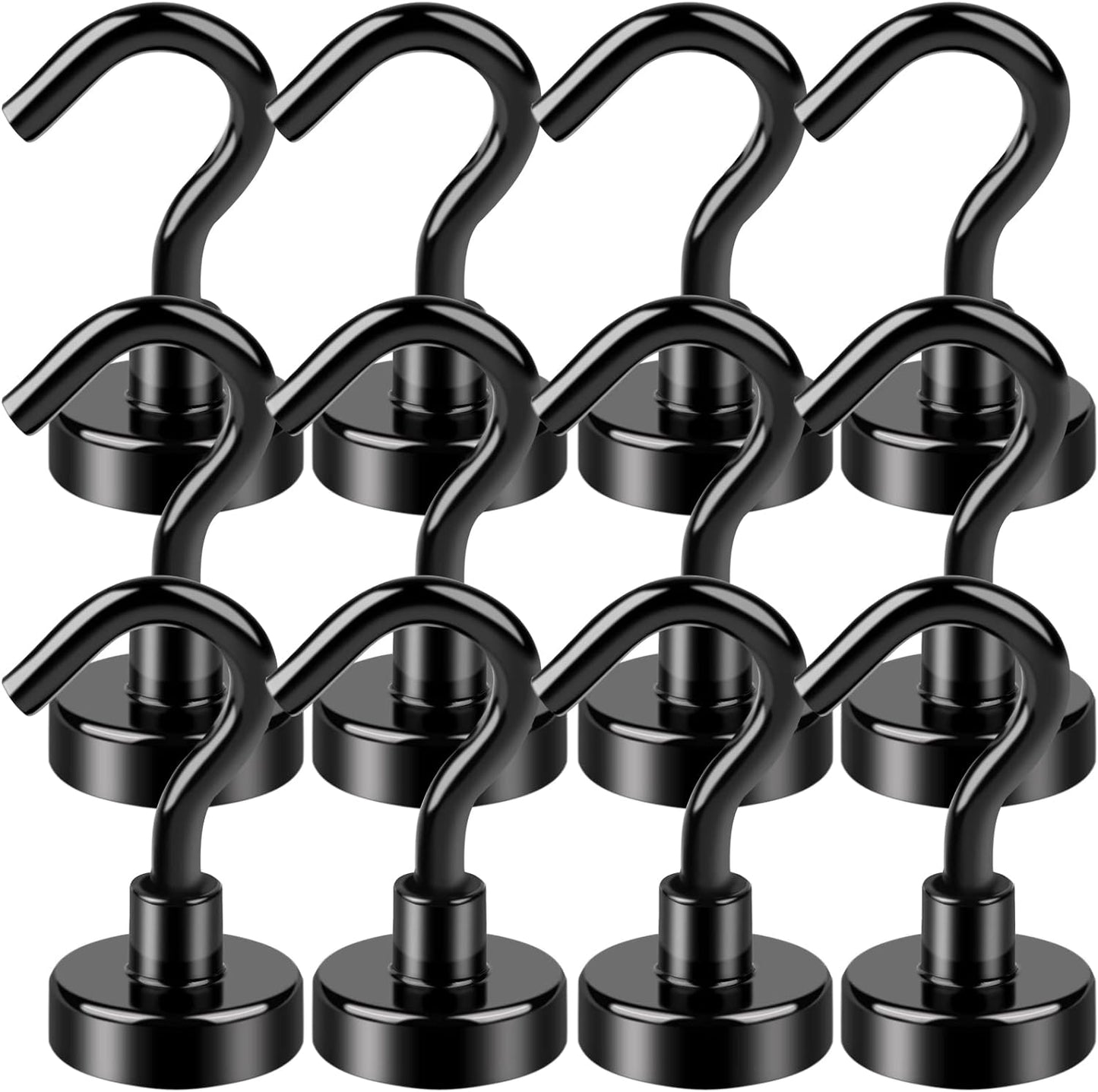LOVIMAG Magnetic Hooks, 12 Pack 30lbs+ Magnet Hook 2025 Cruise Cabin Ship Essentials Heavy Duty Strong Magnets Refrigerator Fridge Hanging for Classroom Beach Vacation Kitchen Grills Home (Black)