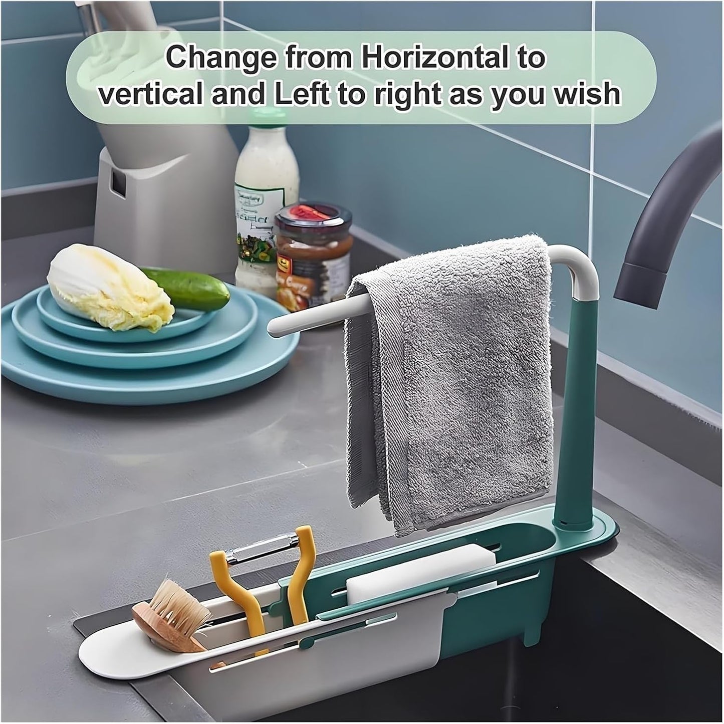 Onwddarefy Sink Storage Rack Telescopic, 2025 New Updated Telescopic Sink Storage Rack, Under Kitchen Sink Accessories Adjustable Length, Multipurpose Kitchen Sinks Organizer(Yellow)