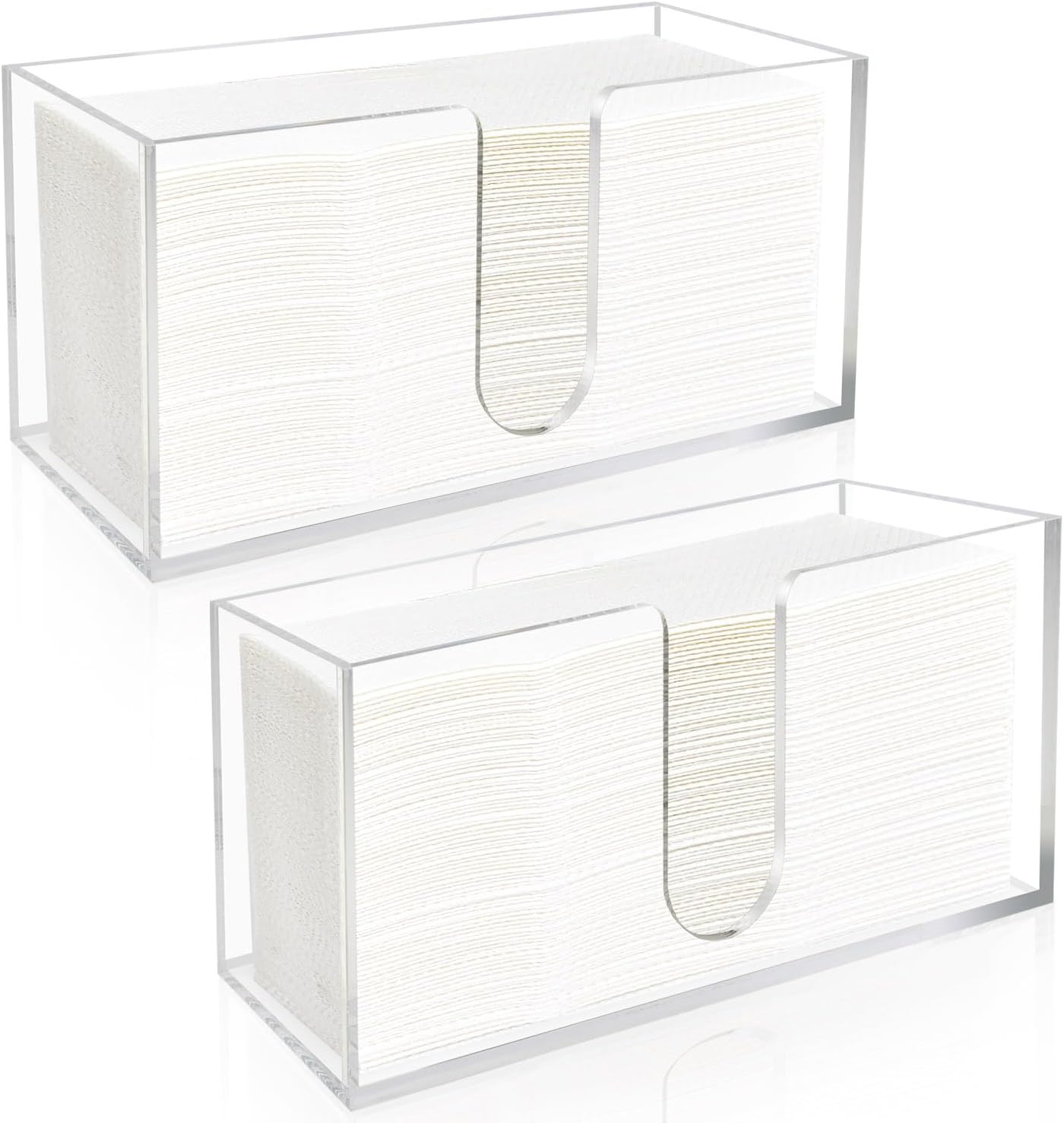 Acrylic Paper Towel Holder Countertop, 5mm Thick Clear C-Fold Z-Fold Trifold Napkin Dispenser, Bathroom & Kitchen Organizer for Multifold Towels (2)