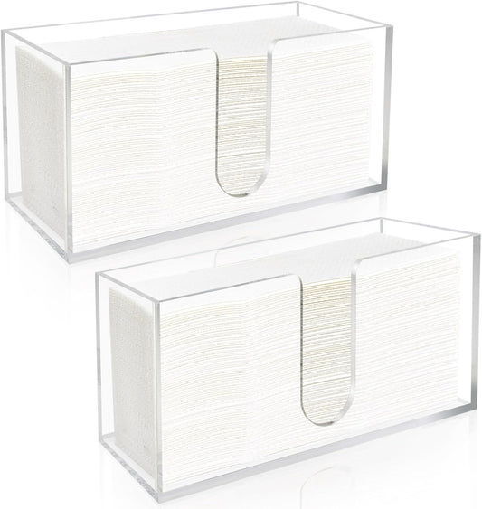 Acrylic Paper Towel Holder Countertop, 5mm Thick Clear C-Fold Z-Fold Trifold Napkin Dispenser, Bathroom & Kitchen Organizer for Multifold Towels (2)