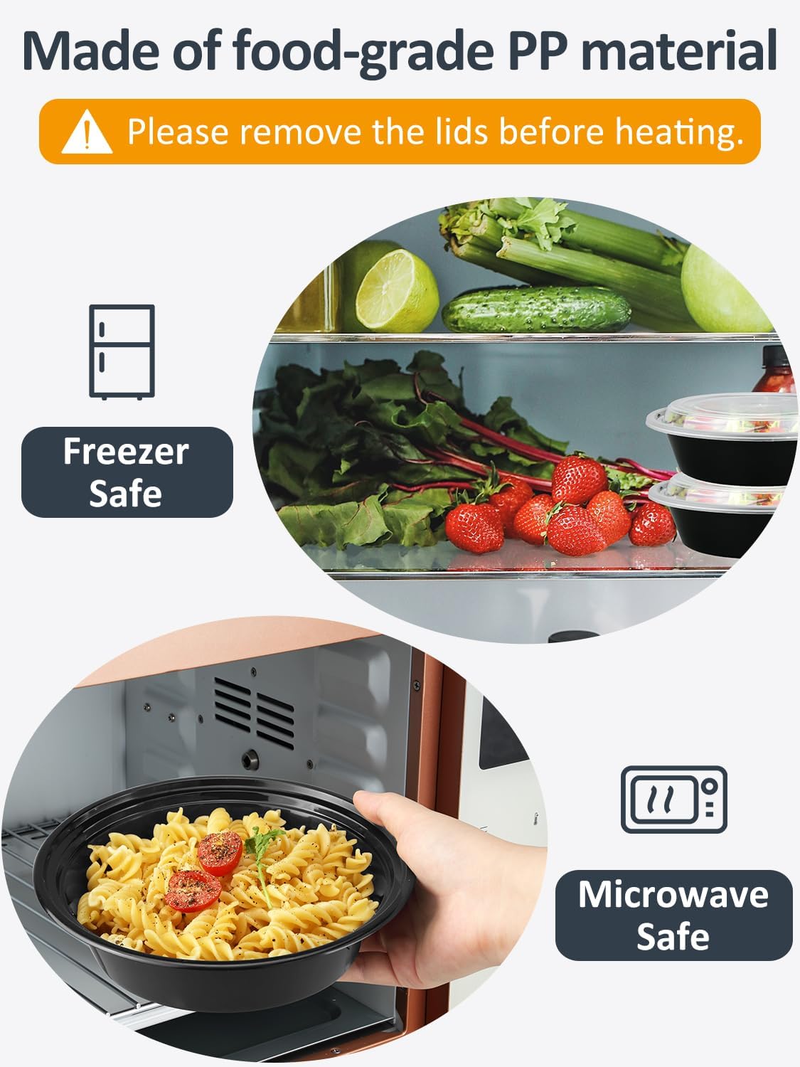 50 Sets 24oz Meal Prep Container - Reusable Plastic Food Storage Containers with Lids, Fits Microwave, Freezer and Dishwasher Safe