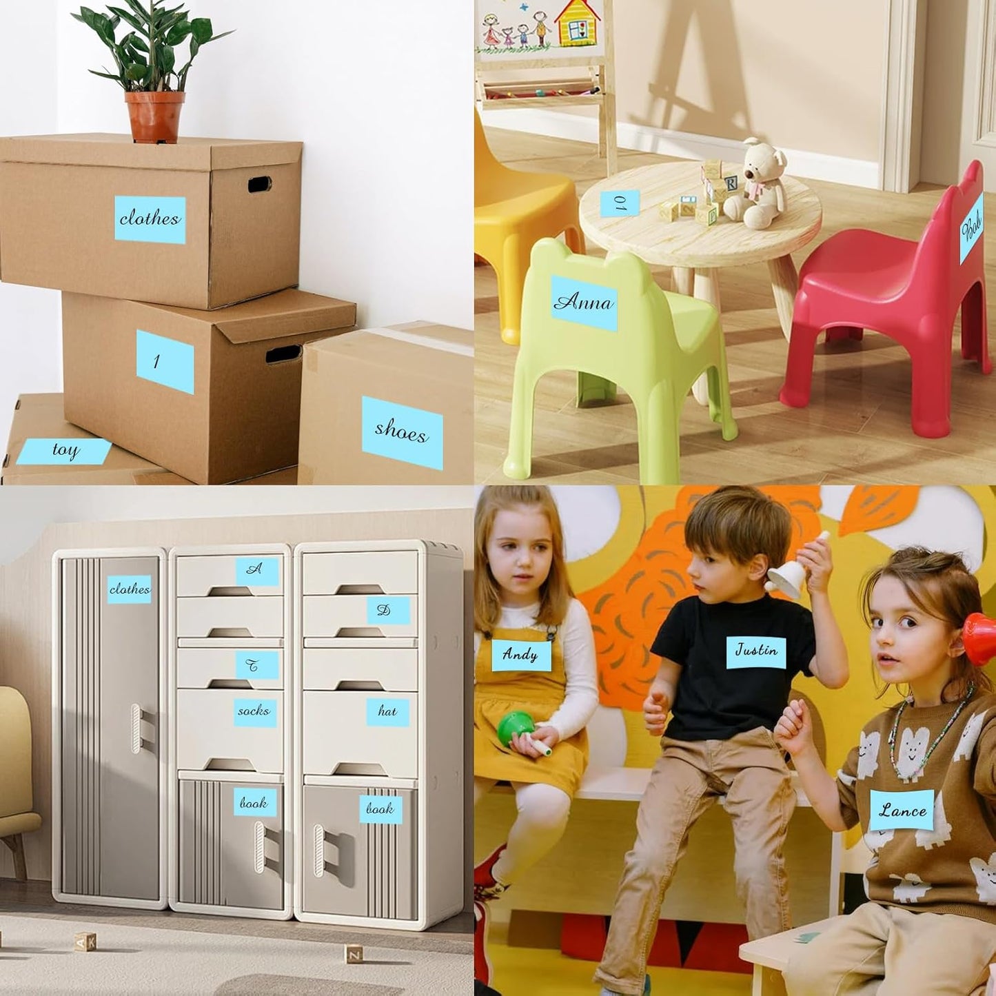 STARLIBOO 3"X5" Rectangle Colored Labels, Removable Moving Labels for Boxes, Permanent Warehouse Moving Stickers Square Label- 250 Pack, Lake Blue