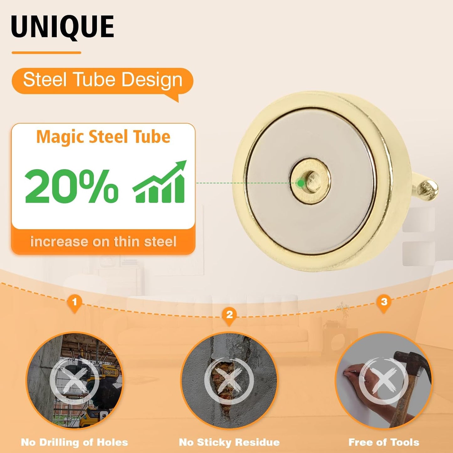 Neosmuk Magnetic Hooks, Cruise Ship Essentials, 80lb+ Heavy Duty Magnetic Hooks for Cruise Cabins, Refrigerator, Grill, Hanging, and Travel | Extra Strong Must-Haves Magnet Hook,Gold