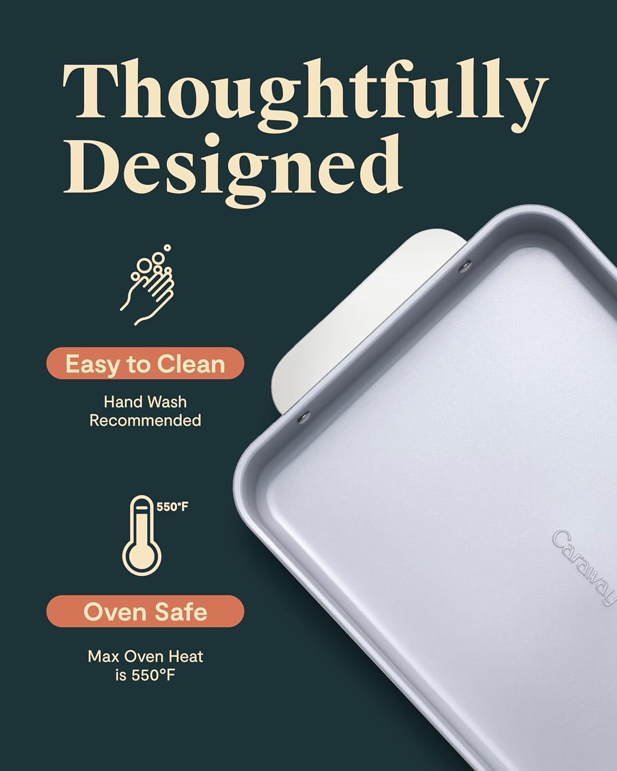 Caraway Non-Stick Ceramic 9”x13” Rectangle Pan - Naturally Slick Ceramic Coating - Non-Toxic, PTFE & PFOA Free - Perfect for Brownies, Lasagnas, and More - White