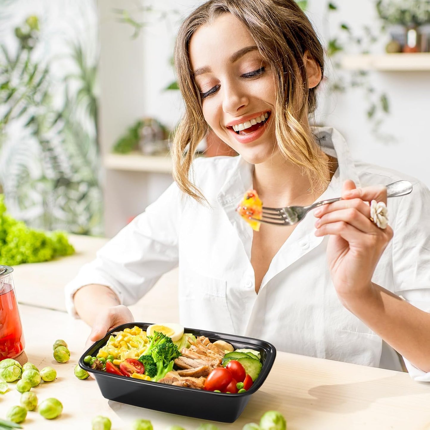 Glotoch 34oz Meal Prep Containers, 10 Pack (20-Piece) Reusable Food Prep Containers with Lids Microwave, Freezer, Dishwasher Safe Leakproof Durable Plastic Food Storage Lunch Box To Go Take Out