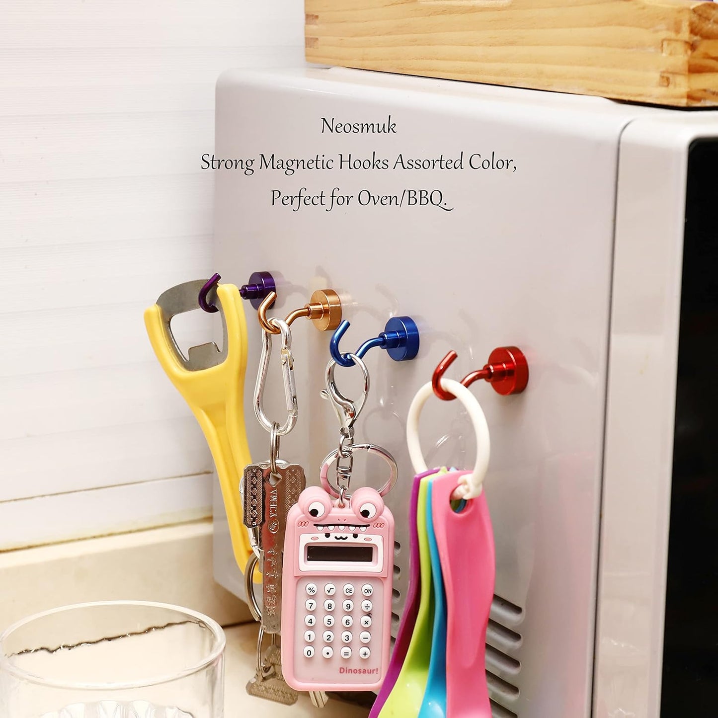 Neosmuk Magnetic Hooks,30lb+ Heavy Duty Earth Magnets with Hook for Refrigerator, Extra Strong Cruise Hook for Hanging, Magnetic Hanger for Cabins, Grill (Purple, Pack of 10)