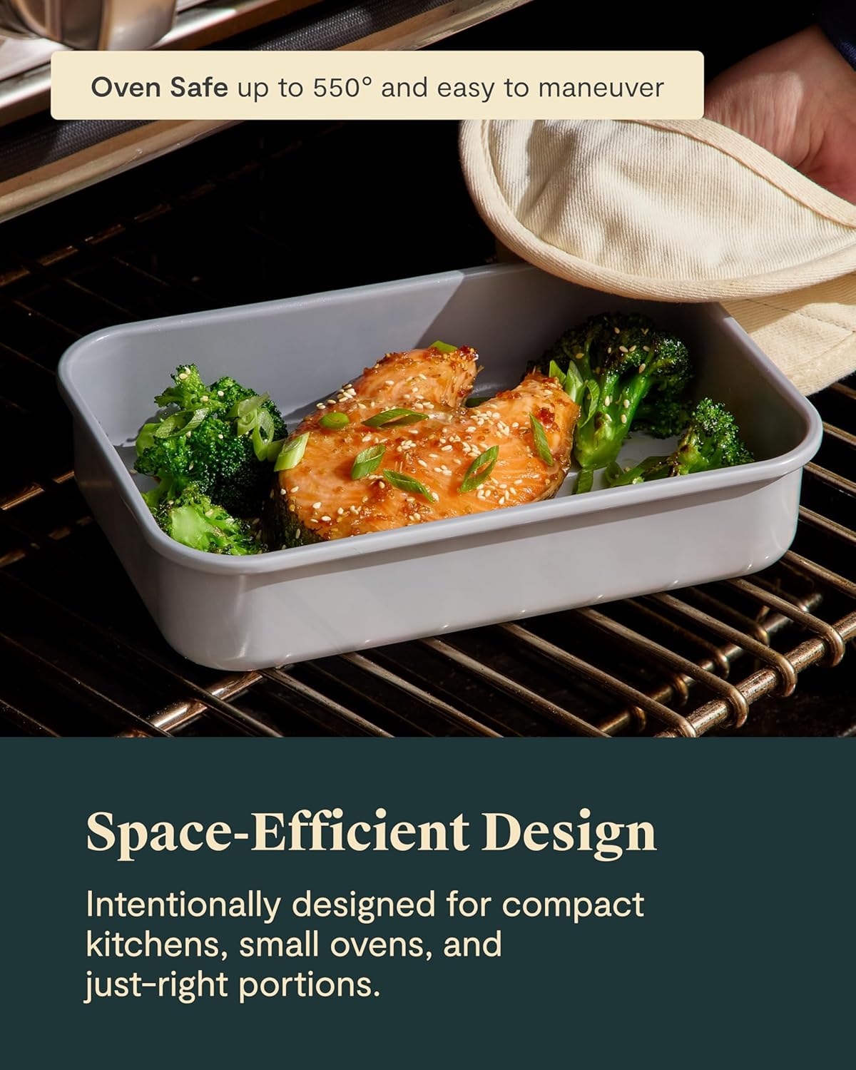 Caraway Nonstick 9” x 6.5” Small Rectangle Baking Pan – Non-Toxic, PTFE & PFOA Free – Aluminized Steel Core – Deep Ceramic Baking Pan for Casseroles, Lasagna & More - Cream