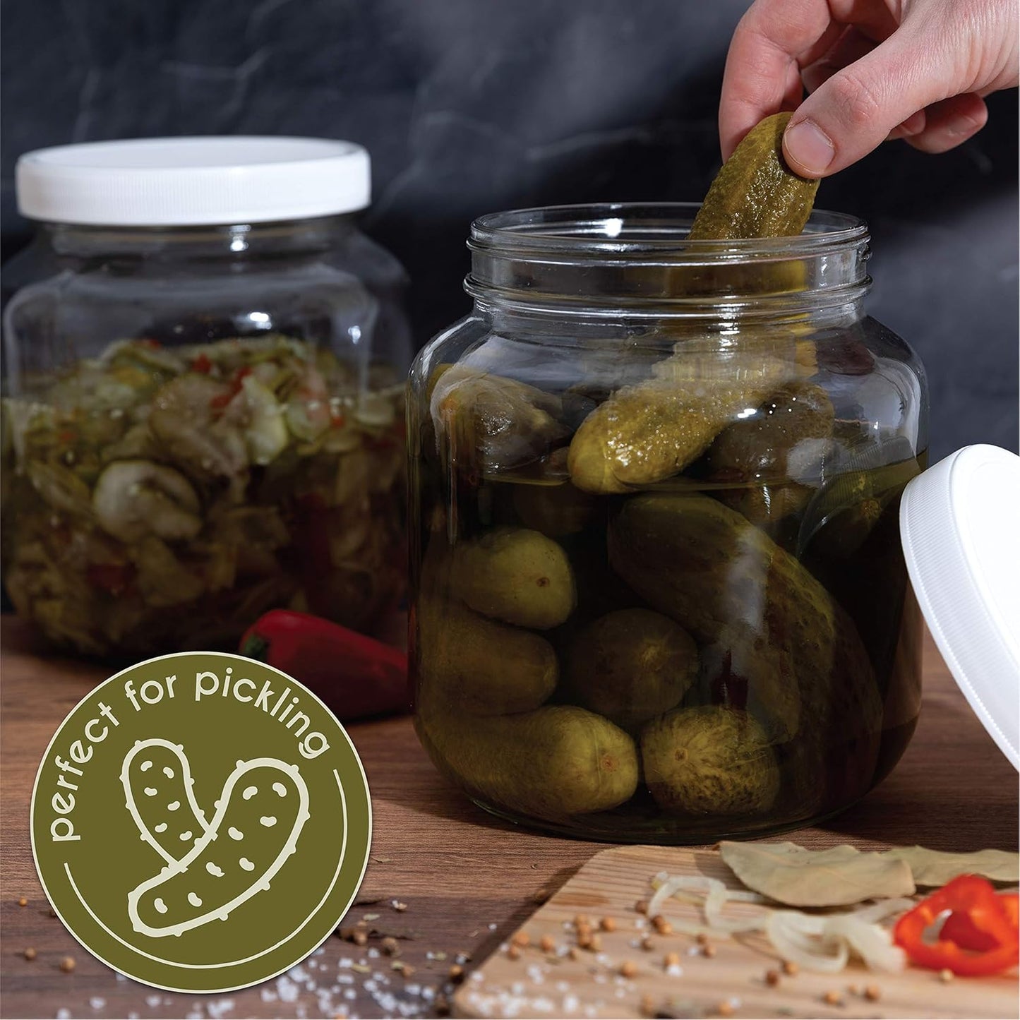 kitchentoolz Half Gallon Mason Jar - Wide Mouth 1/2 Gallon Glass Jar with Lid - Airtight Glass Storage Containers with Lid Fermenting, Canning, and Dry Storage