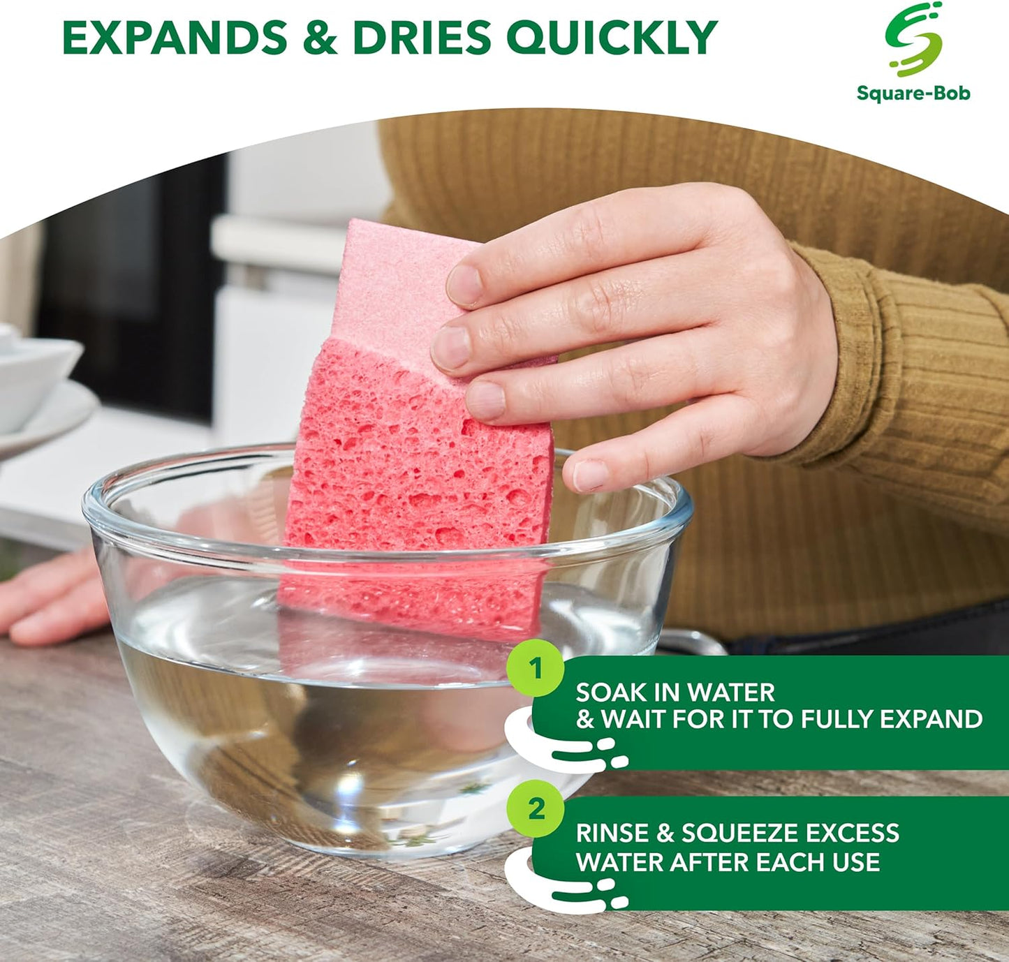 24 PCs Compressed Sponges Kitchen Non-Scratch – Highly Absorbent Kitchen Sponges for Dishes Cleaning, Countertop, Sink, Car –Biodegradable, Quick Drying Cellulose Sponges - Assorted Colors