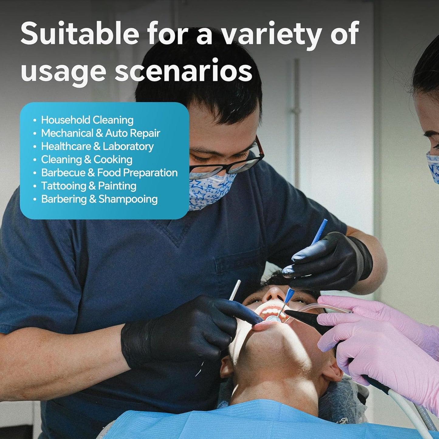 HEAVY DUTY 6 Mil Nitrile Black Gloves Disposable Latex Free Rubber Cleaning Mechanic Food Prep Tattoo Gloves 1000PCs