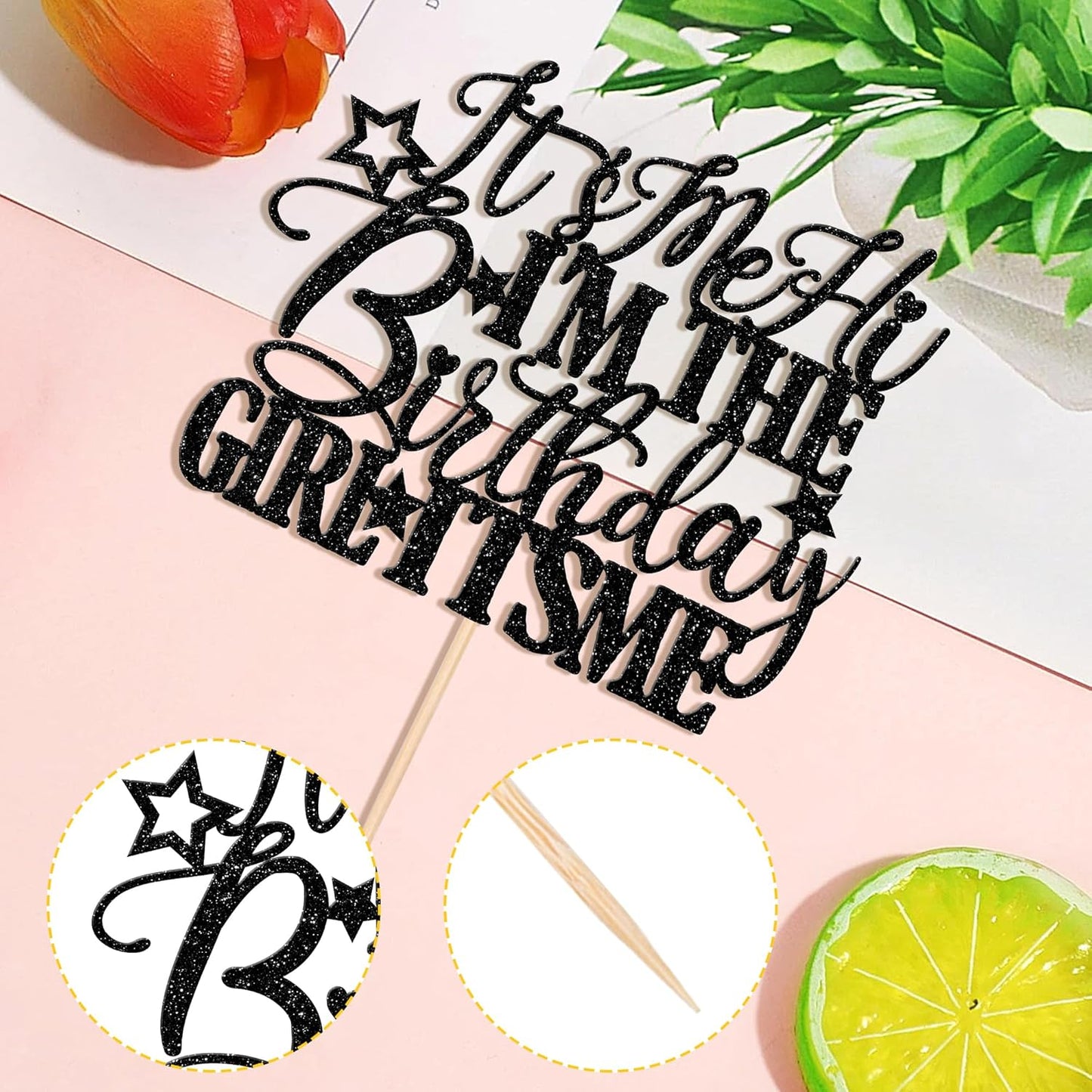 1 PCS It's Me Hi I'm the Birthday Girl It's Me Cake Topper Glitter Go Shawty It's Your Birthday Cake Pick for Funny Hot Pop Music Singer Theme Girls Birthday Party Cake Decorations Supplies Black