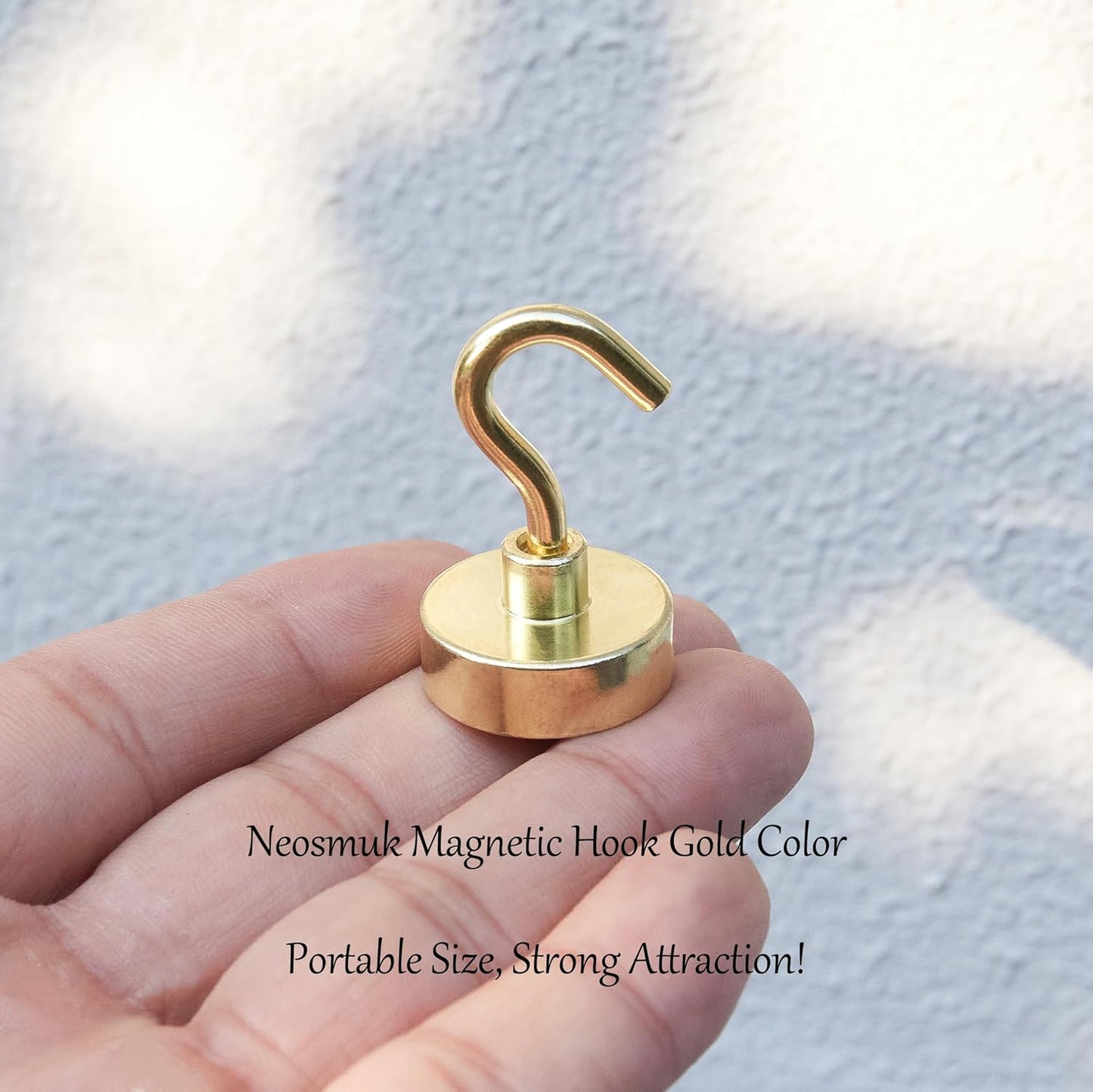 Neosmuk Magnetic Hooks,Heavy Duty Earth Magnets with Hook for Refrigerator, Extra Strong Cruise Hook for Hanging, Magnetic Hanger for Cabins, Grill (Gold, Pack of 10)