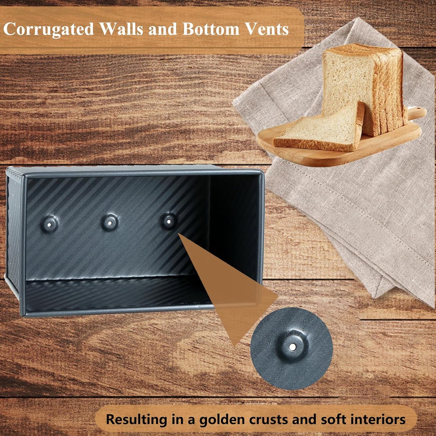 SS&CC Pullman Loaf Pan with Lid, 1LB Carbon Steel Nonstick Bread Baking Pan - Heavy Duty Loaf Pans for Homemade, Sourdough & Sandwich Bread, Bread Loaf Pan with Cover