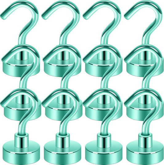 Neosmuk Magnetic Hooks, Cruise Ship Essentials, 30lb+ Heavy Duty Magnetic Hooks for Cruise Cabins, Refrigerator, Grill, Hanging, and Travel | Extra Strong Must-Haves Magnet Hook(Green,Pack of 12)