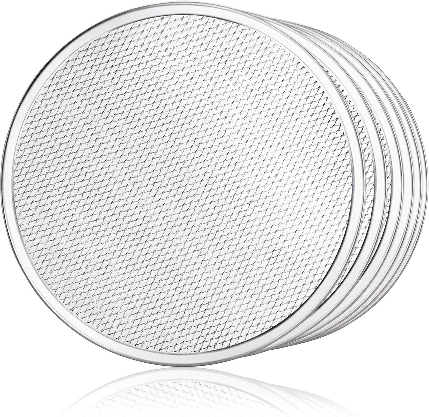 New Star Foodservice 50950 Restaurant-Grade Aluminum Pizza Baking Screen, Seamless, 12-Inch, Pack of 6