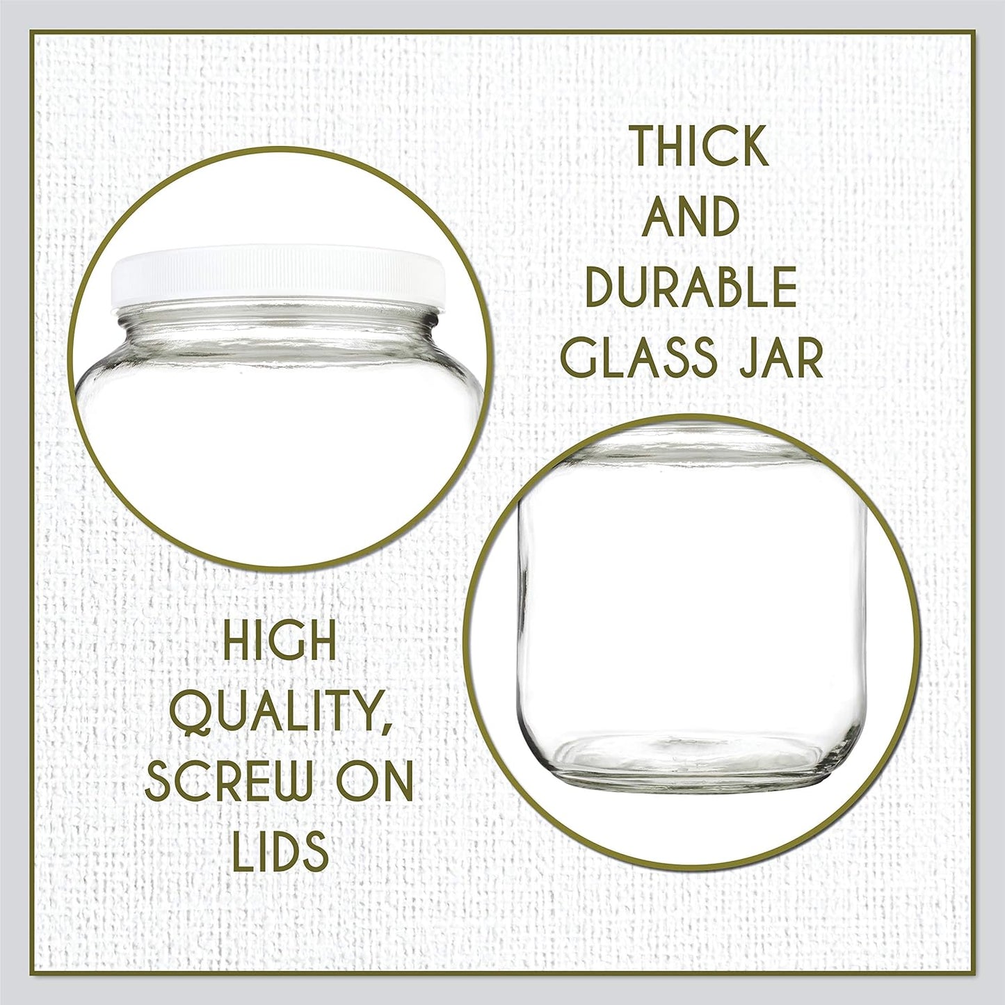 kitchentoolz 6 Pack of Half Gallon Mason Jars - Wide Mouth with Airtight Lid - Safe Container for Fermenting, Pickling, and Storing